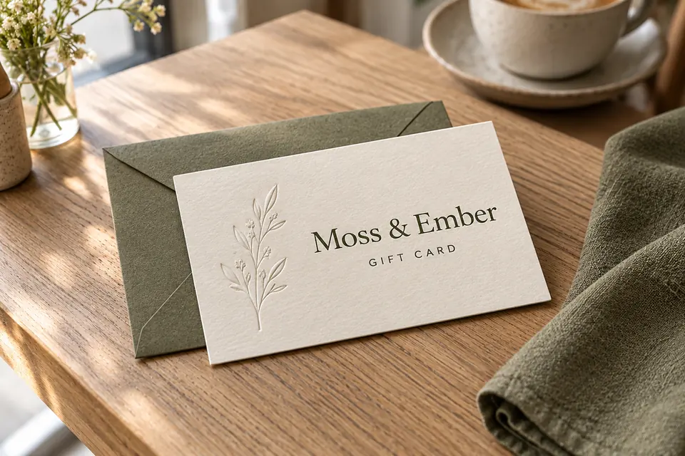 Moss and Ember gift card photograph