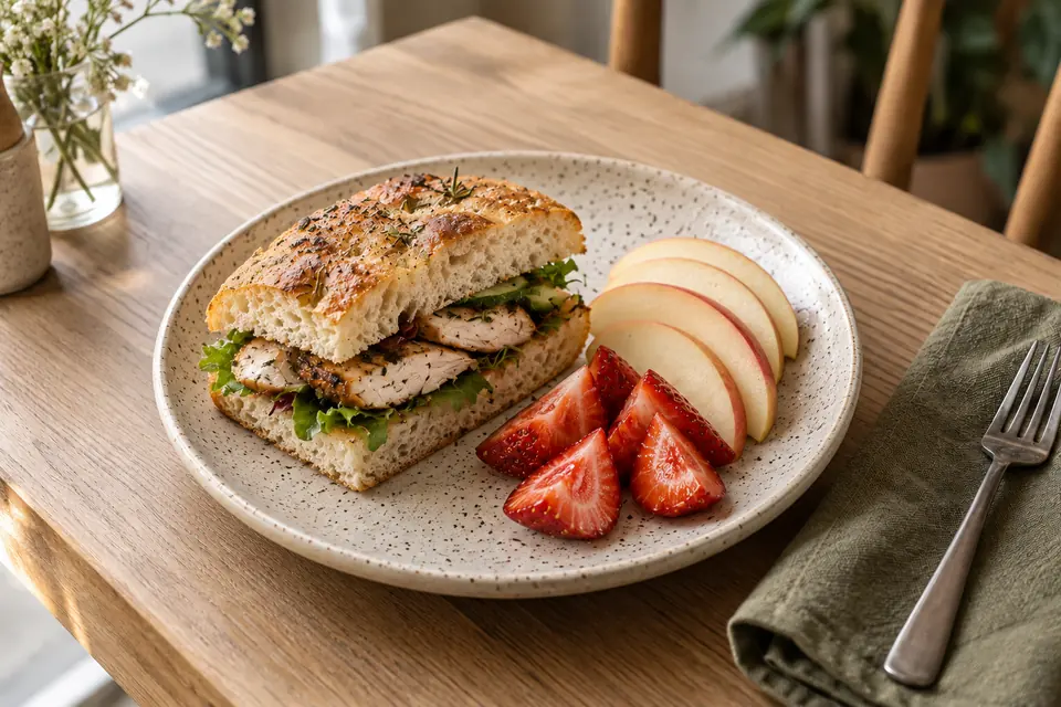 Half Focaccia & Fruit